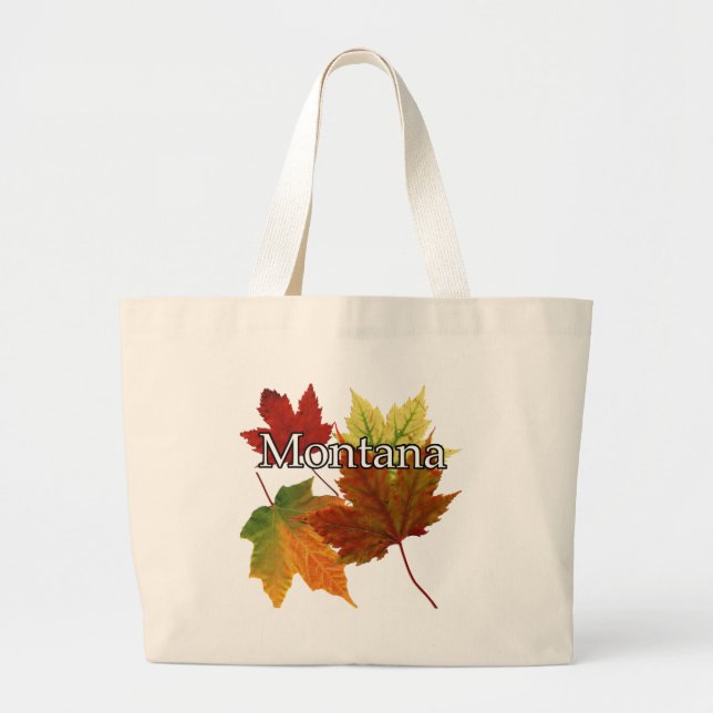 AUTUMN LEAVES IN MONTANA LARGE TOTE BAG (Front)