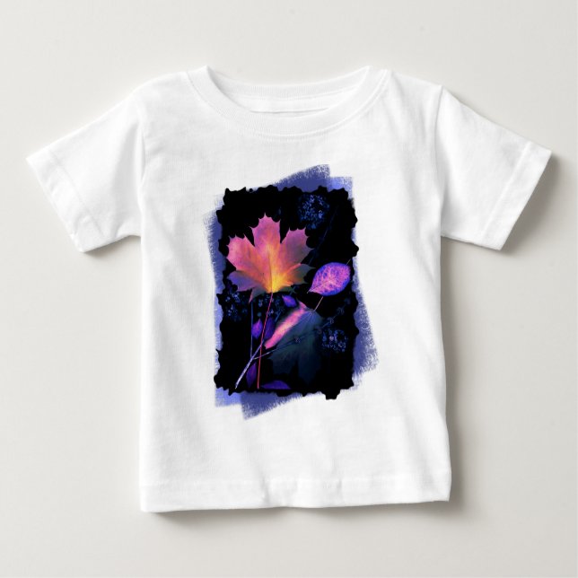 Autumn Leaves in Neon and Blue Baby T-Shirt (Front)