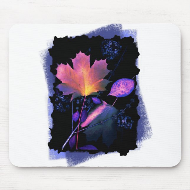 Autumn Leaves in Neon and Blue Mouse Pad (Front)