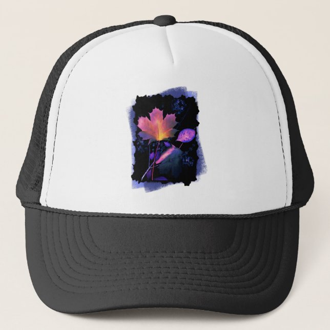 Autumn Leaves in Neon and Blue Trucker Hat (Front)