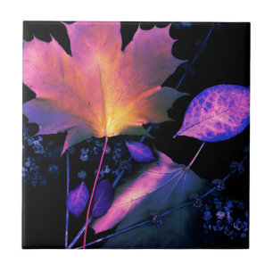 Autumn Leaves in Neon Ceramic Tile