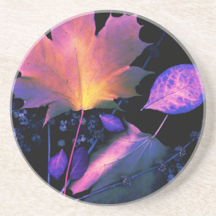 Autumn Leaves in Neon Coaster