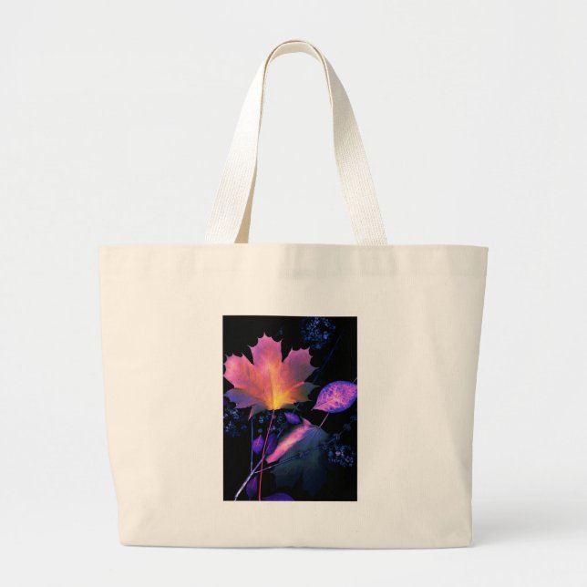 Autumn Leaves in Neon Large Tote Bag (Front)