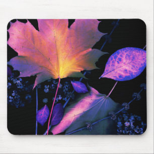 Autumn Leaves in Neon Mouse Pad