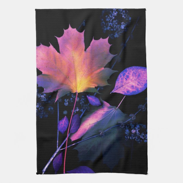 Autumn Leaves in Neon Tea Towel (Vertical)