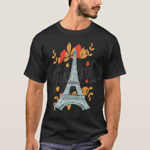 Autumn Leaves in Paris Eiffel Tower Fall Vibes in  T-Shirt