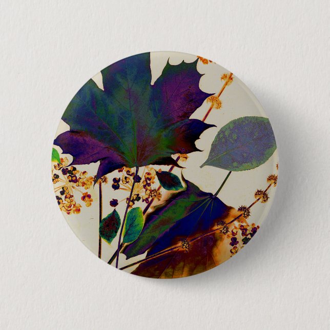 Autumn Leaves in Royal Colours 6 Cm Round Badge (Front)