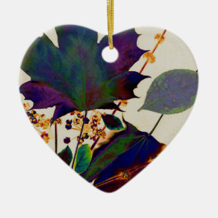 Autumn Leaves in Royal Colours Ceramic Ornament