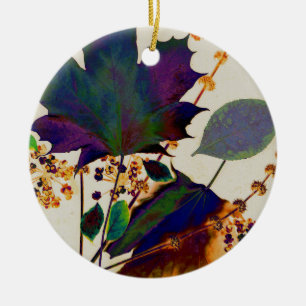 Autumn Leaves in Royal Colours Ceramic Ornament