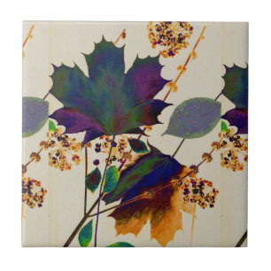 Autumn Leaves in Royal Colours Ceramic Tile