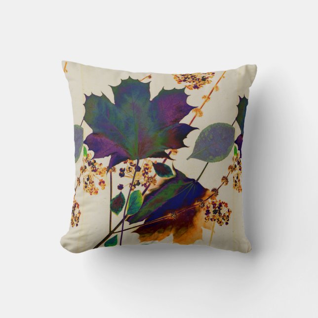Autumn Leaves in Royal Colours Cushion (Front)