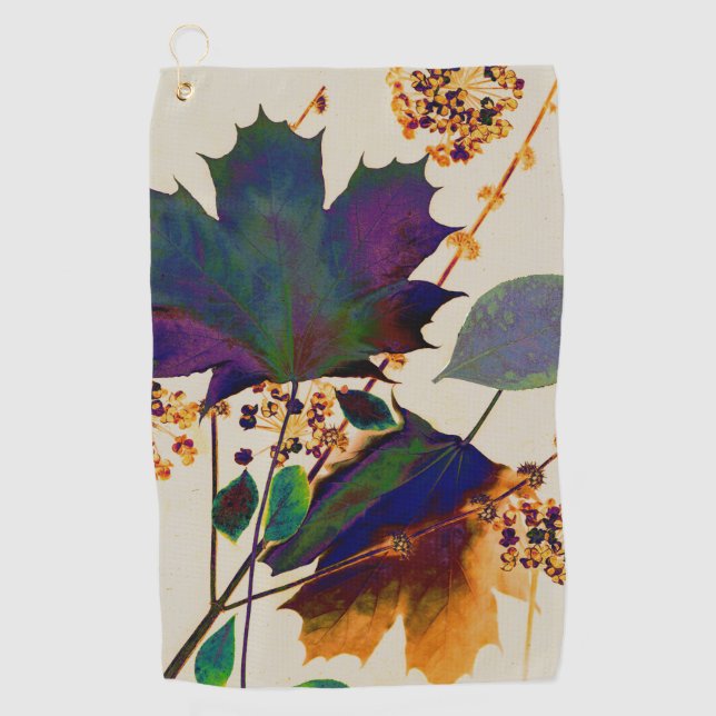 Autumn Leaves in Royal Colours Golf Towel (Front)