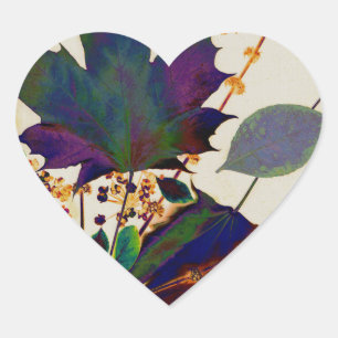 Autumn Leaves in Royal Colours Heart Sticker