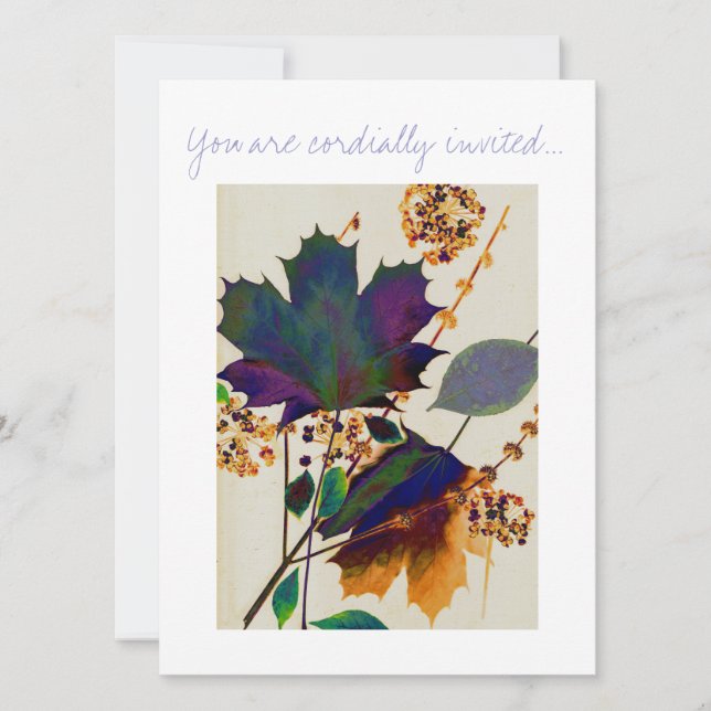 Autumn Leaves in Royal Colours Invitation (Front)