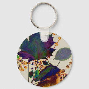 Autumn Leaves in Royal Colours Key Ring