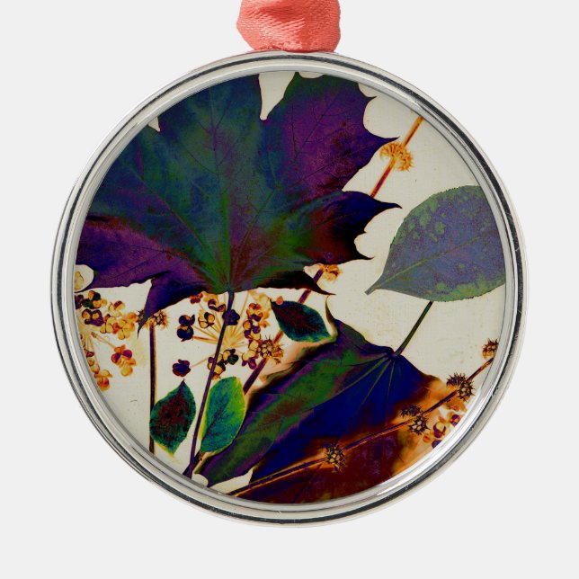 Autumn Leaves in Royal Colours Metal Tree Decoration (Front)