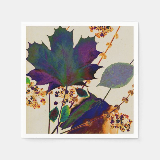 Autumn Leaves in Royal Colours Napkin (Front)