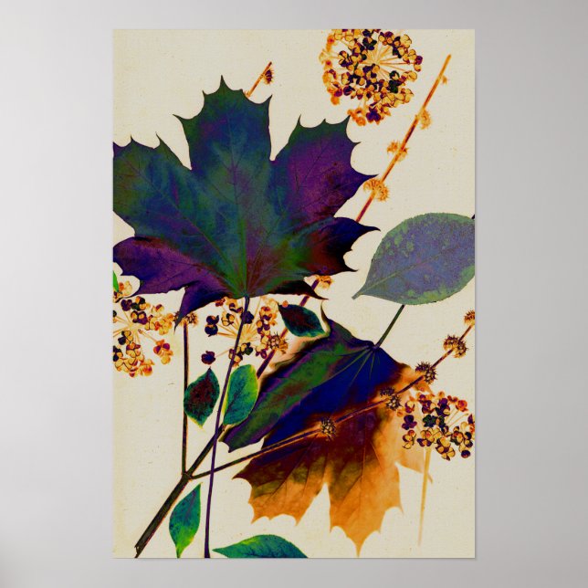 Autumn Leaves in Royal Colours Poster (Front)