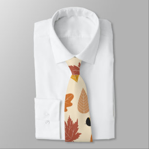 Autumn Leaves in Terracotta, Brown and Green Tie