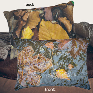 Autumn leaves in the forest stream decorative cushion