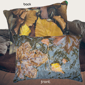 Autumn leaves in the forest stream decorative cushion