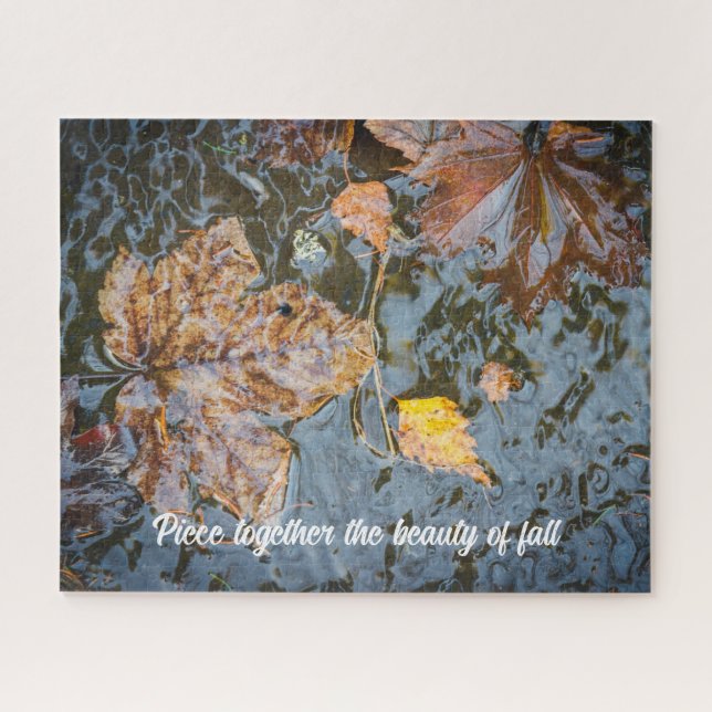 Autumn leaves in the forest stream poster jigsaw puzzle (Horizontal)