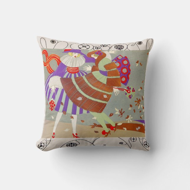 AUTUMN LEAVES IN THE WIND /BEAUTY Geometric Swirls Cushion (Front)