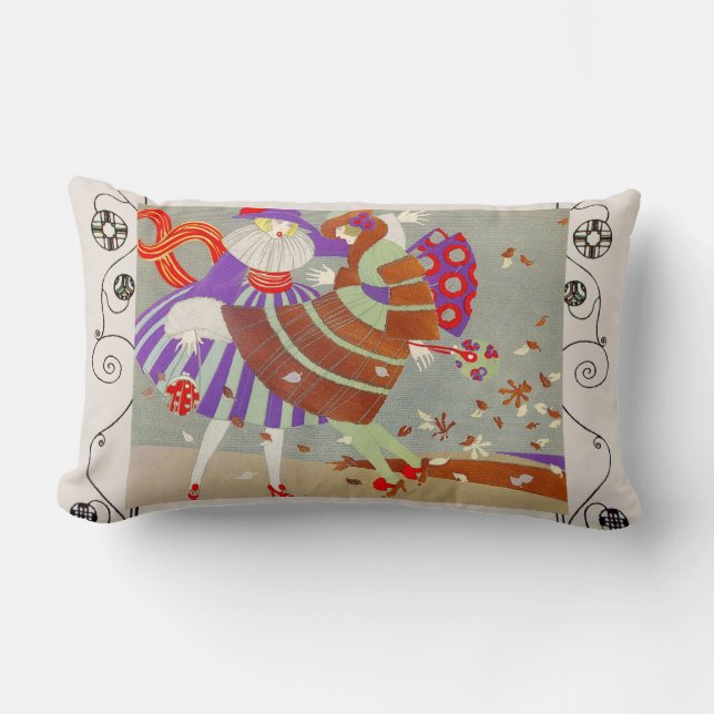 AUTUMN LEAVES IN THE WIND /BEAUTY Geometric Swirls Lumbar Cushion (Front)