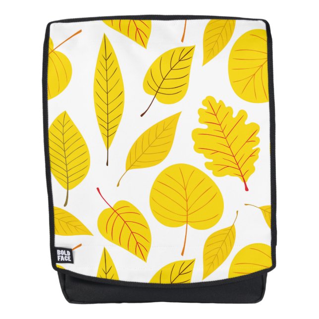 Autumn leaves in yellow backpack (Front)