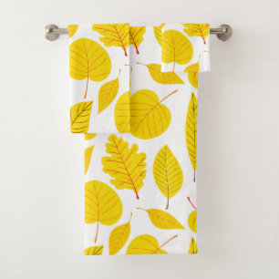 Autumn leaves in yellow bath towel set