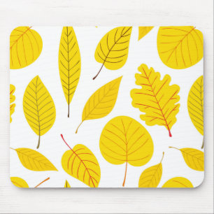 Autumn leaves in yellow mouse pad