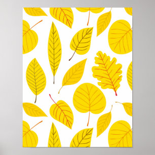 Autumn leaves in yellow poster