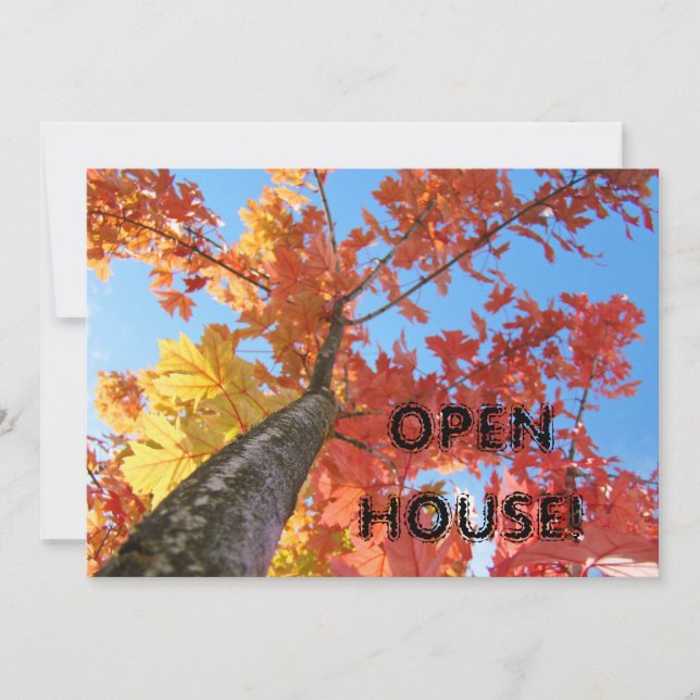 Autumn Leaves Invitations Open House Business (Front)