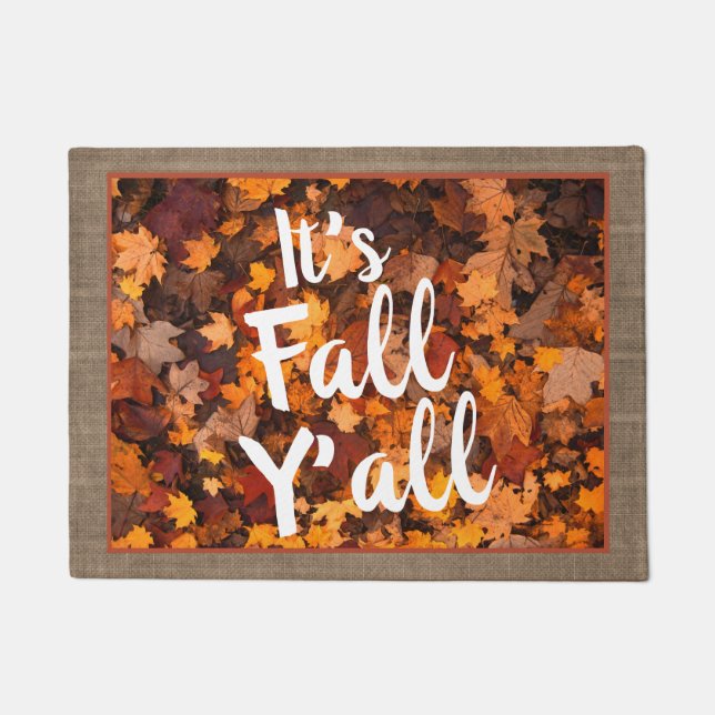 Autumn Leaves "It's Fall Y'all" Doormat (Front)