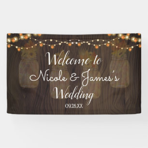 Autumn Leaves Jar Light Wood Background Wedding Ba Banner