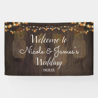 Autumn Leaves Jar Light Wood Background Wedding Ba Banner