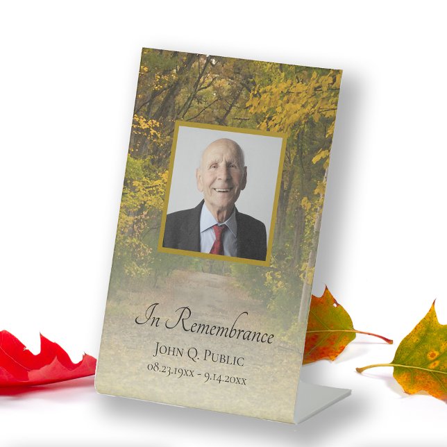 Autumn Leaves Lane Celebration of Life Funeral Pedestal Sign (Creator Uploaded)