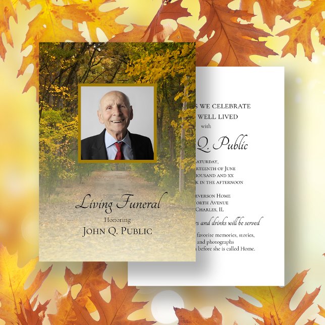 Autumn Leaves Lane Living Funeral Party Invitation (Creator Uploaded)