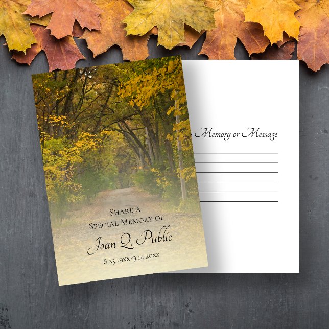 Autumn Leaves Lane Share a Memory Funeral  Card (Creator Uploaded)