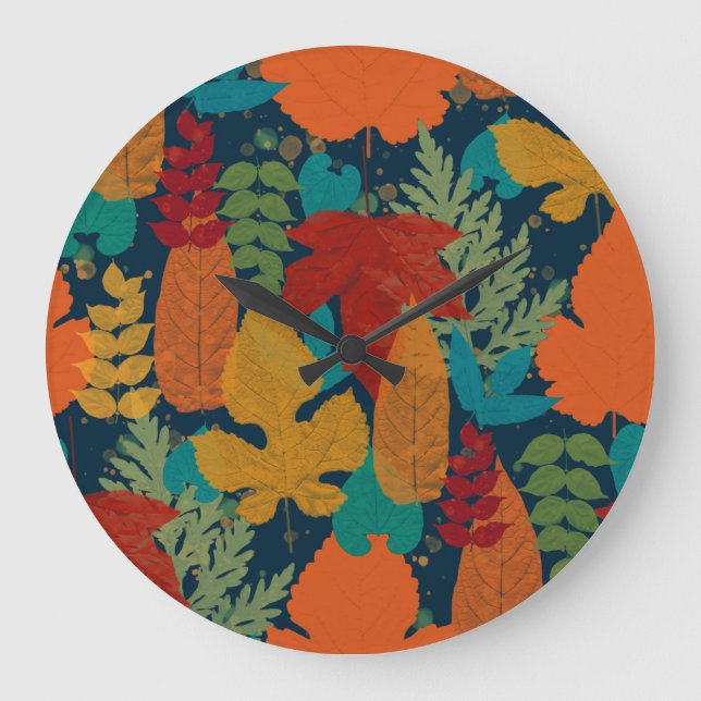 Autumn leaves large clock (Front)