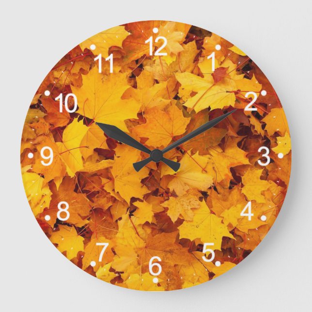 Autumn Leaves Large Wall Clock (Front)