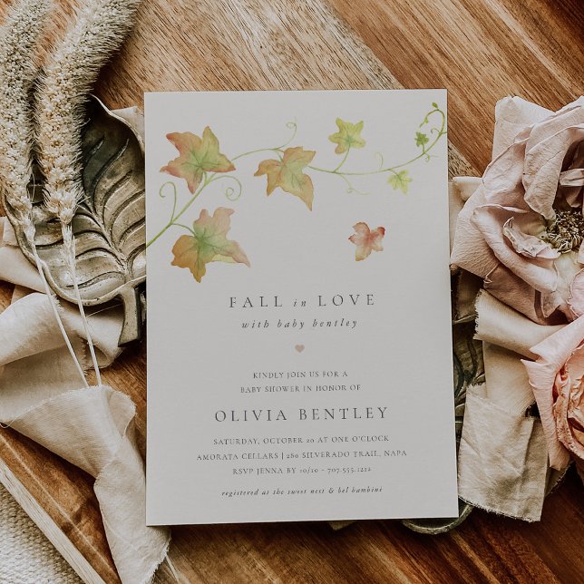 Autumn Leaves Modern Fall Baby Shower Invitation (Creator Uploaded)