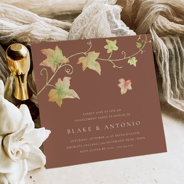 Autumn Leaves Modern Fall Engagement Party Invitation (Creator Uploaded)