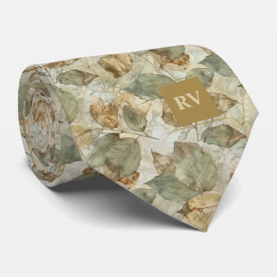 Autumn Leaves Monogram Tie