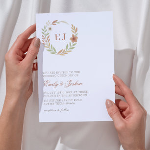 Autumn Leaves Monogram Wedding Invitation