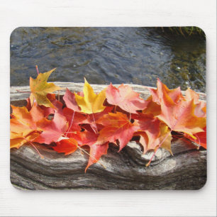Autumn Leaves mousepads River water Driftwood