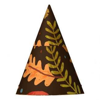 Autumn Leaves Mushrooms Vintage Pattern Party Hat