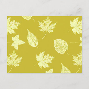 Autumn leaves - mustard and light yellow postcard