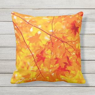 Autumn Leaves Nature Orange Outdoor Throw Pillow
