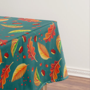  Autumn Leaves Nuts Chestnuts Pattern Elegant Fall Tablecloth